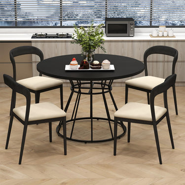 118 cm Round Dining Table for 4, Farmhouse Kitchen Table with Wooden Tabletop