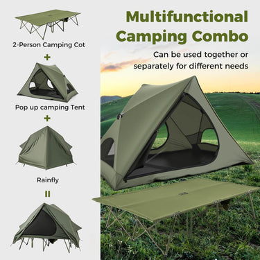 2-Person Camping Cot Tent for Adults with Pop-up Tent Shelter