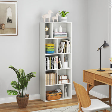 5 Tier Bookshelf with 10 Compartments and Floor Standing Room Divider