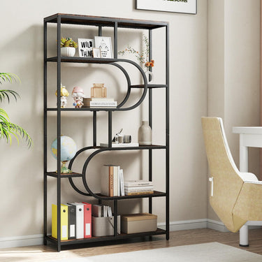 5-Tier Bookshelf Etagere Bookcase with Metal Frame