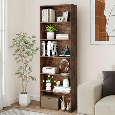 6-Tier Open Bookcase 178 cm Tall Floor Standing Book Storage Organizer