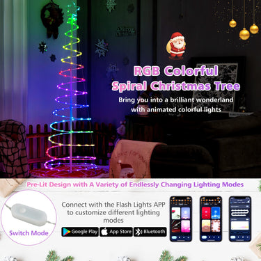1.83M Spiral Christmas Tree With 135 LED Lights & 10 Lighting Modes