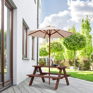 3 in 1 Kids Picnic Table with Removable Umbrella for Garden/ Yard