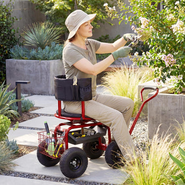 Rolling Garden Work Seat w/Wheels, Outdoor Heavy-Duty Gardening Cart
