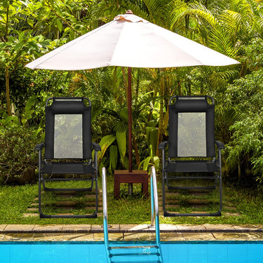 4-Piece Patio Folding Recliner Chairs, Adjustable Foldable Sling Chairs with Headrest