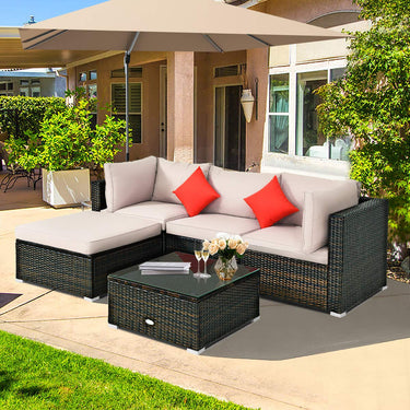 5-Piece Patio Furniture Set Sectional Conversation Cushion