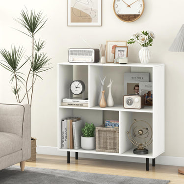 Open Shelf Bookcase with 4 Compartments for Living Room Bedroom