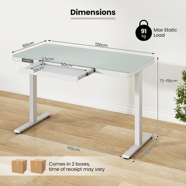 Electric Height Adjustable Standing Desk with Drawer and Outlets