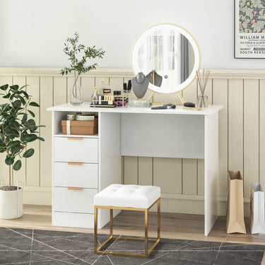 108 CM Home Office Desk with Power Outlet and 3 Storage Drawers