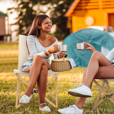 Butterfly Folding Chair Set of 2 with Storage Pocket and Sturdy Base