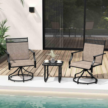 180KG Patio Swivel Dining Chairs Set of 2, Outdoor Patio Chairs with Heavy-Duty Metal Frame and Armrests - PatiojoyAU