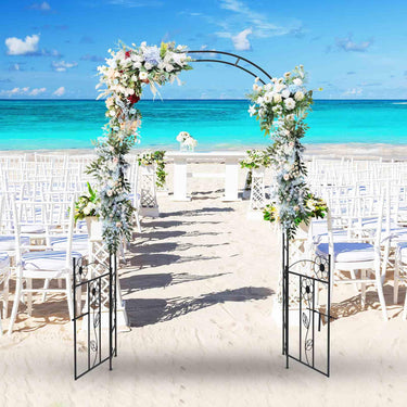 2 in 1 Garden Arbor Decorative Wedding Arch w/Door & Latch