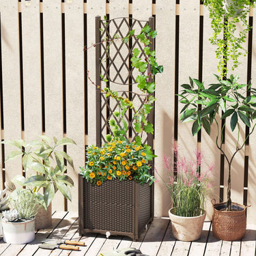 Raised Garden Bed with Trellis for Climbing Vine and Deep Rooted Plants