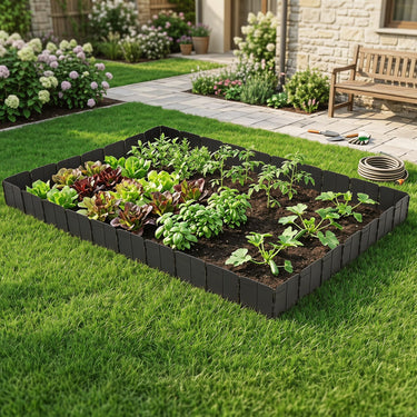 70 PCS Garden Edging Borders, 10.5 m No Dig Plastic Landscape Edging Kit w/Interlocking Design