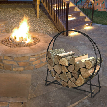 40-Inch Firewood Rack, Tubular Log Hoop for Indoor & Outdoor Use - PatiojoyAU