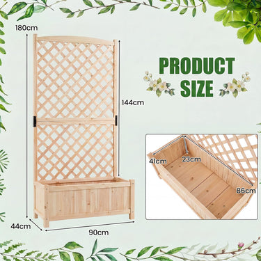 Raised Garden Bed w/Trellis, 180cm Tall Planter Box