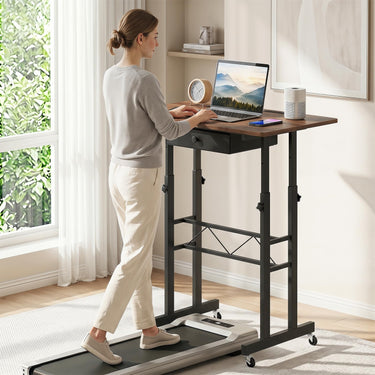 Height Adjustable Standing Desk with Fabric Drawer & Tablet Holder