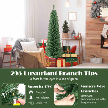 150 cm/180 cm/210 cm/240 cm Pencil Christmas Tree with LED Lights and Memory Branchs