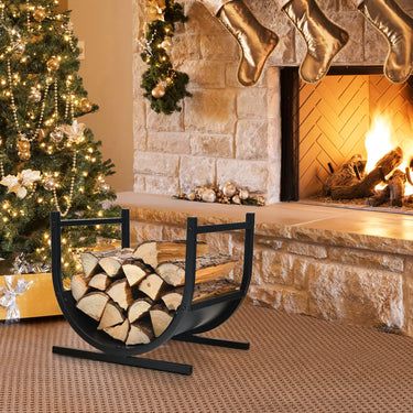 U-Shaped Firewood Rack, Patio Lumber Stacker Stand