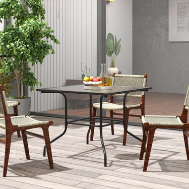 89CM Patio Bistro Table w/ 38 mm Umbrella Hole, Tempered Glass Top Outdoor Indoor Dining Table - PatiojoyAU