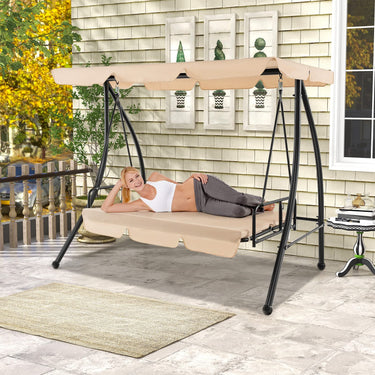 2 Seat Outdoor Convertible Swing Chair with Flat Bed