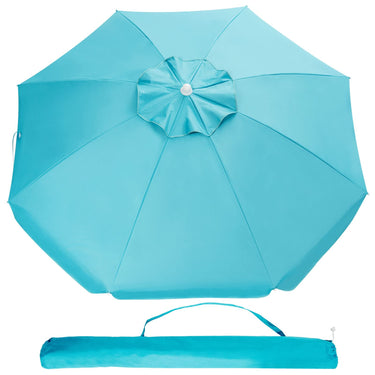 198cm Beach Umbrella w/Sand Anchor, Outdoor Patio Umbrella w/Push Button Tilt & UPF 50+ Protection - PatiojoyAU