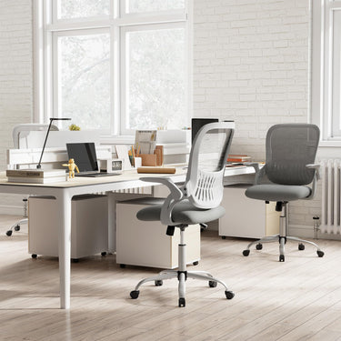 Home Office Chair with Flip Up Armrests and Back Storage Space