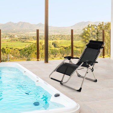 Folding Adjustable Reclining Chair with Removable Headrest Lawn, Beach, Backyard