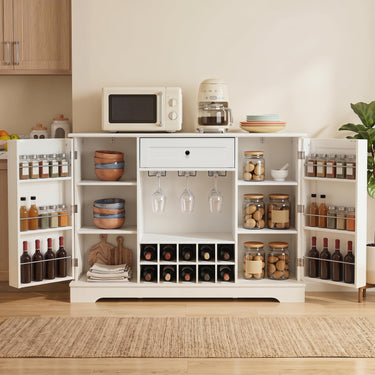 120cm Sideboard Cabinet with Door Shelves Wine Rack and Drawer for Kitchen