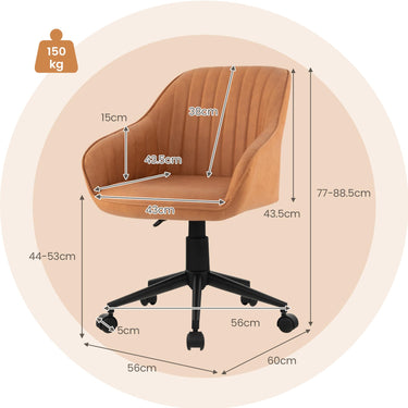 Home Office Desk Chair with 5 Rolling Wheels for Study, Bedroom, Office