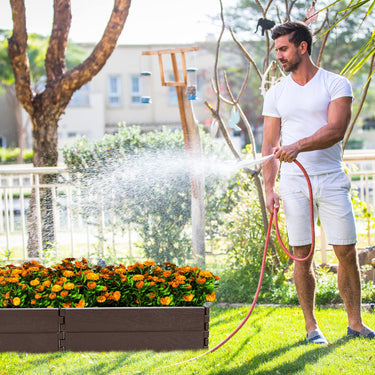 HDPE Raised Garden Bed, Outdoor above Ground Garden Planter W/ 2 Configurations of Rectangular & Hexagon