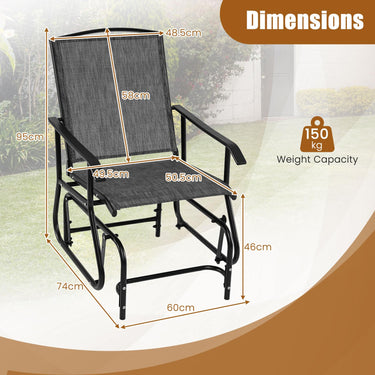Outdoor Glider Chair with Metal Frame & Breathable Fabric