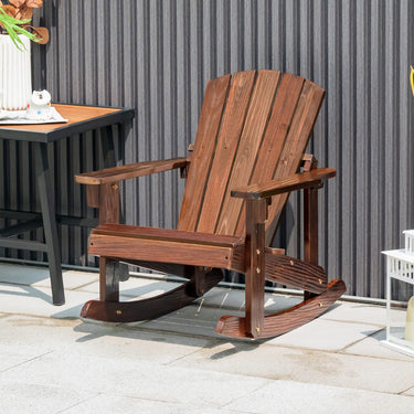 Adirondack Rocking Chair, Outdoor Adirondack Rocker with Slatted seat, Smooth Rocking Feet, 50 kg Weight Capacity