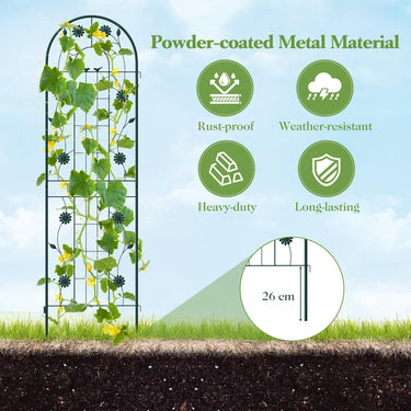 2 Pack Metal Garden Trellis, 180 cm x 50 cm Wire Lattice Panel for Climbing Plants - PatiojoyAU
