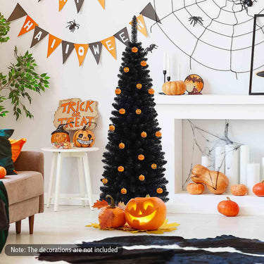 150/180/210 CM Black Artificial Halloween Christmas Tree with Foldable Metal Stand