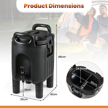 10L Insulated Beverage Dispenser, Commercial Coffee Tea Iced Thermal Drink Server Container with Handles