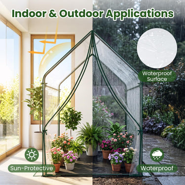 Mini Green House with Waterproof Bottom Mat, Outdoor Portable Green House with Sturdy Metal Frame