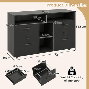 4-Drawer Mobile File Cabinet with Lock for Home Office