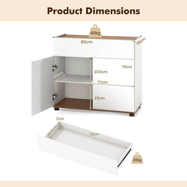 Wooden Coffee Bar Station Table with 1 Drawer and 2 Doors for Kitchen