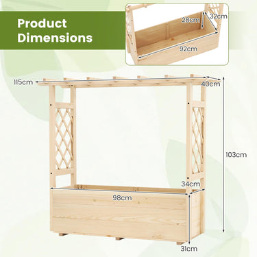 Raised Garden Bed with Trellises, Hanging Roof, Elevated Planter Box