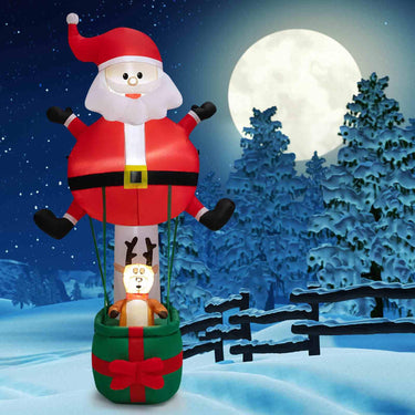 2.5M Inflatable Christmas Santa Claus with Hot Air Balloon & Reindeer