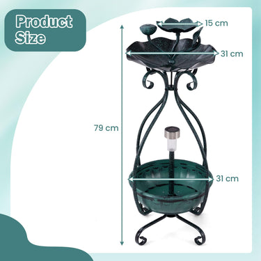 Solar Outdoor Bird Bath with Flower Planter Pedestal and Solar Lights for Garden Yard Lawn