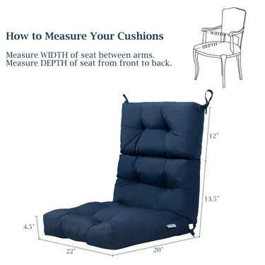 Patio High Back Chair Cushion Chair Seat Pads with Non-slip Rope Belts
