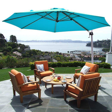 11ft Patio Offset Umbrella, Round Cantilever Umbrella with Heavy-Duty Aluminum Pole & 360° Rotation