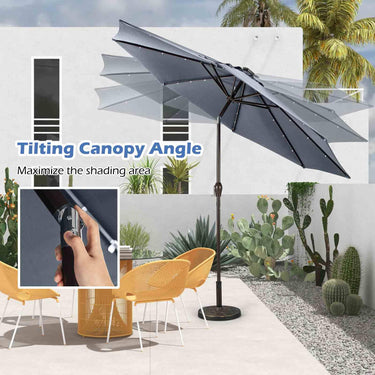 3m Solar Powered LED Lighted Patio Umbrella