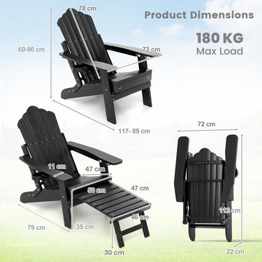 Patio Adirondack Chair, All-Weather HIPS 180kg Loaded Lounge Chair
