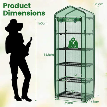Portable Plant Grow House with 5 Tier Shelves and PE Cover
