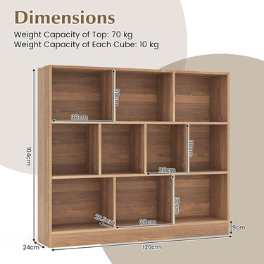120 CM 10-Cube Freestanding Bookshelf with 2 Anti-Tipping Kits