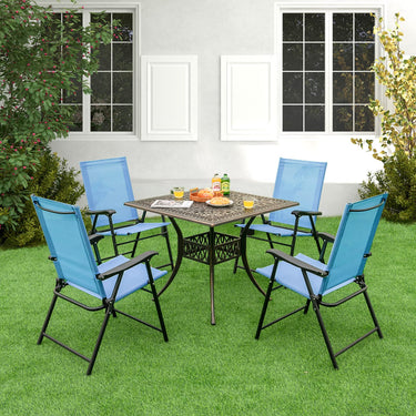 2-Piece Patio Folding Chairs, High Back Dining Chair Set w/Weather-Resistant Fabric, No Assembly