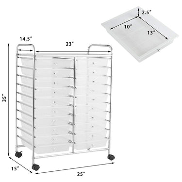 20 Drawers Rolling Storage Cart with Wheels for Home Office